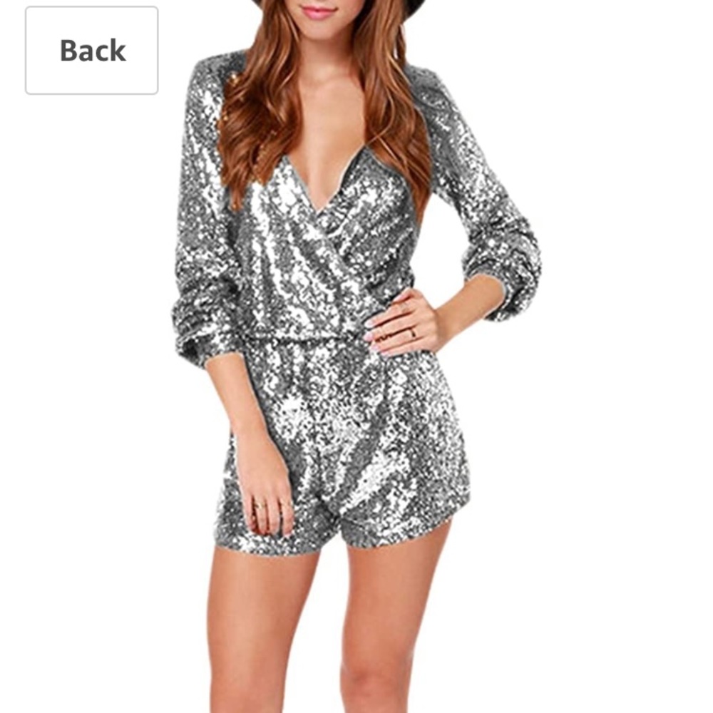 Silver sequin romper